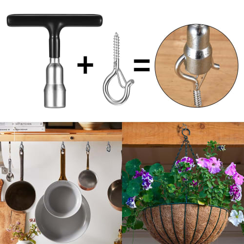 Set of 20 Screw Hooks, Screw-in Screw Hooks with Safety Buckle Design, for Hanging Plant Baskets, Kitchen Utensils, Decorative Items, Wind Chimes, and