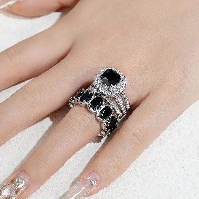 Gorgeous S Set of Rings for Women Brilliant Zirconia Finger Jewelry for Engagement Party High-quality Accessories