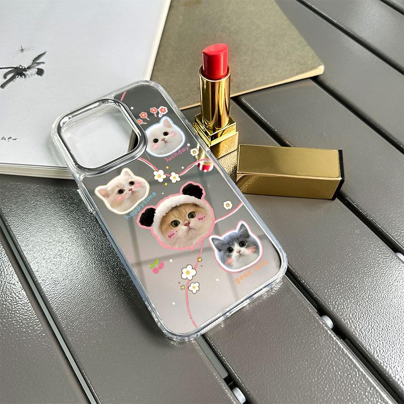 Cute Cute Pet Full Screen Cat Splicing iPhoneAIR with Mirror Mobile Phone Case Apple 12Pro Anti-drop Protective Case