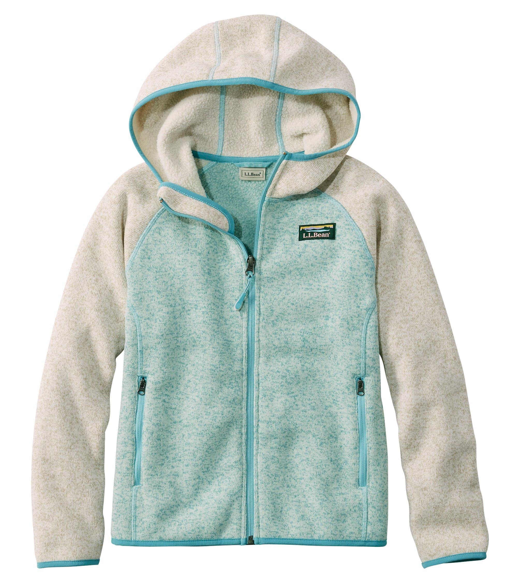 

Hooded Fleece Color Big Size 1000091332 L.L.Bean Kids Sweater, Block, Kids, L, Sailcloth/Light Mint, Multicolor,