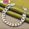 925 Sterling Silver 12mm Side Chain Geometry Many Ring Bracelet  Jewelry