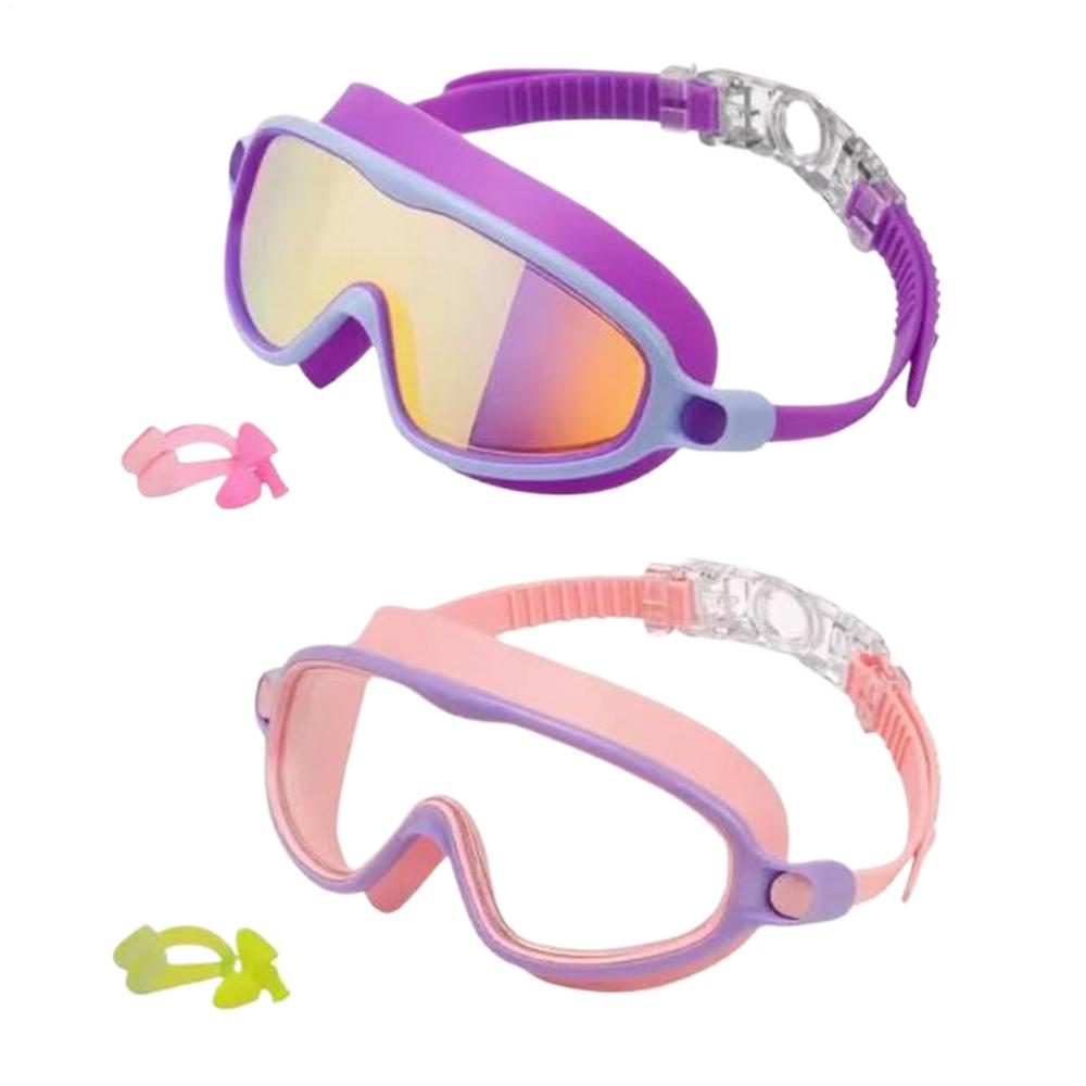 Kids Swimming Goggles for Boys & Girls (3-14 Years) - Big Frame HD View, Anti-Fog, No-Leak, Comfortable Silicone Swim Goggles