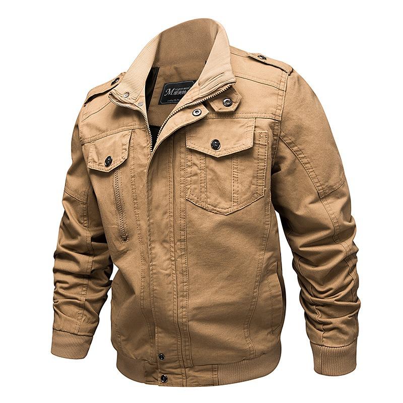 Autumn new men's casual pure cotton men's jacket outdoor large size tooling jacket