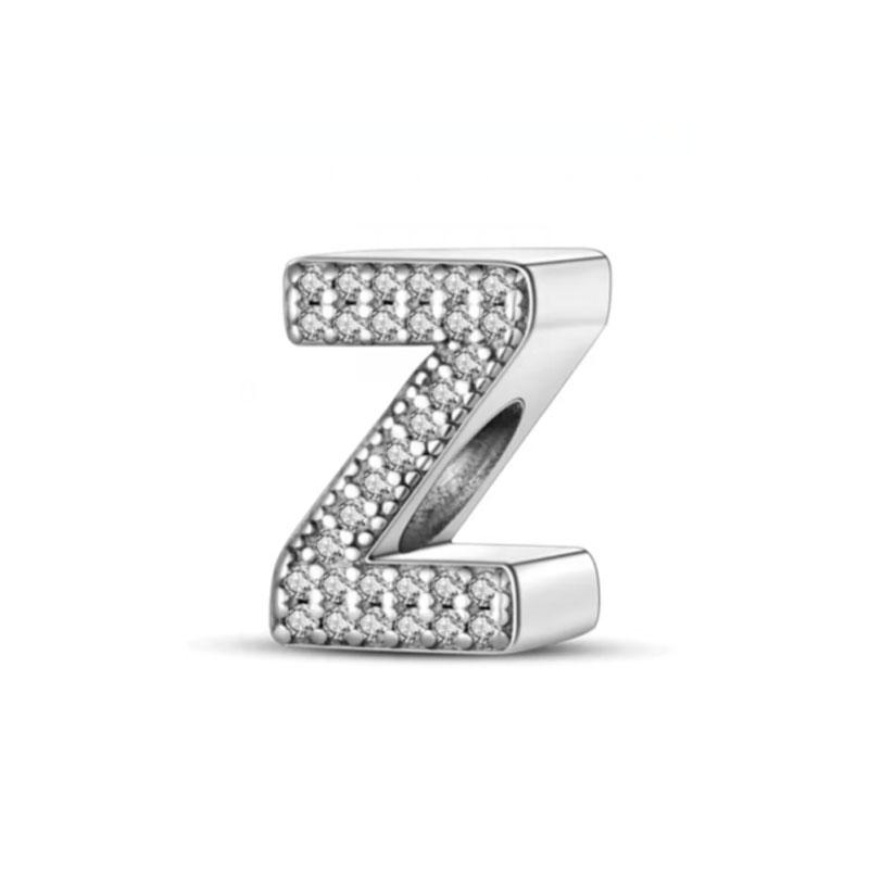 Classics Copper Shiny Zircon English Alphabet Beads Pendant Piece Charms Ideal For Original Fashion Bracelet Jewelry Piece Women Gift