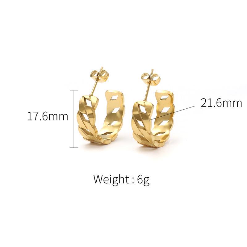 

Европейско-американский дизайн C-образные полые плетеные серьги из титановой стали 18к - Женские украшения высокого класса