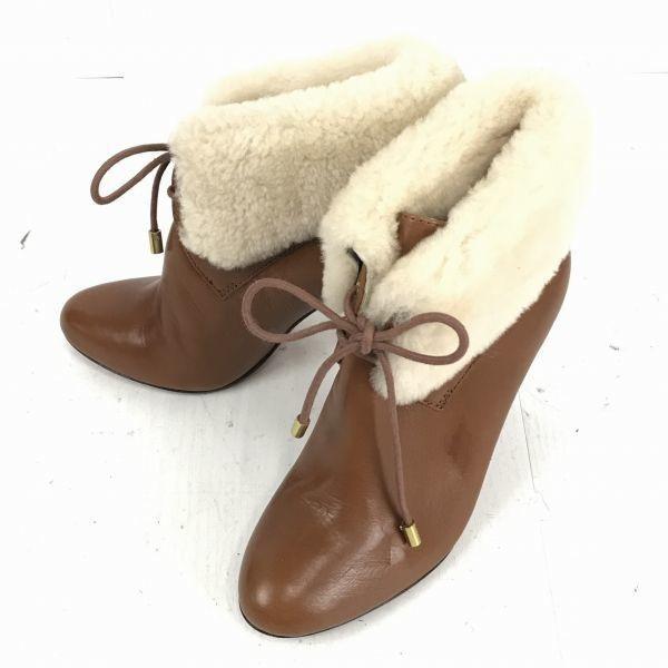 COACH Короткие ботильоны на меховом каблуке 55B Коричневые 11266₽