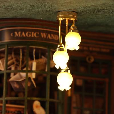 1:12 puppenhaus Droplight Miniatur Led Kronleuchter 3-Kopf Knospe Decke Lampe Puppe Hause Wohnzimmer Schlafzimmer Dekor Spielzeug