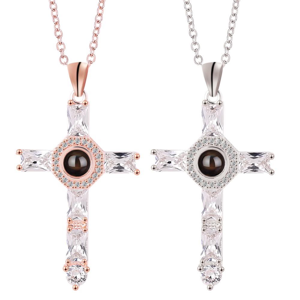 Collier à Projection Croisée pour Femmes Filles Cadeau Noël Fête des Mères Bijoux Accessoires