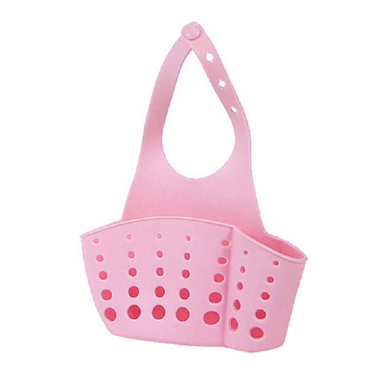 

Мыльница Органайзер для губки для кухонной раковины Регулируемая подвесная корзина для сушки с защелкой розовый