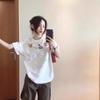 Heavyweight Pure Cotton White Short-sleeve T-shirt for Women, New Summer Loose Plus-size Plus-size Women, Design Style Niche Versatile Top