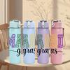 1PC Mardi Gras Color Letter Graphic,750ml Color Plastic Sports Water Bottle,Leakproof Flip Straw Lid,Suitable for Sports Office Home Use