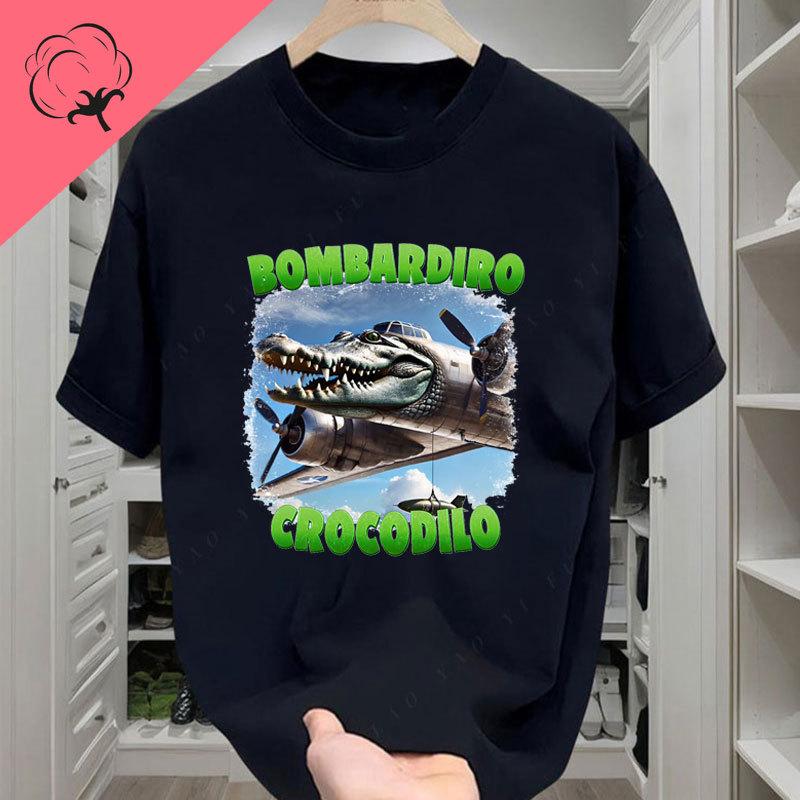 

Camiseta Bombardiro Crocodilo Italian Brainrot Casual Funny T Shirt Unisex Women Cotton Creativity Vintage Streetwear Graphic Tee S