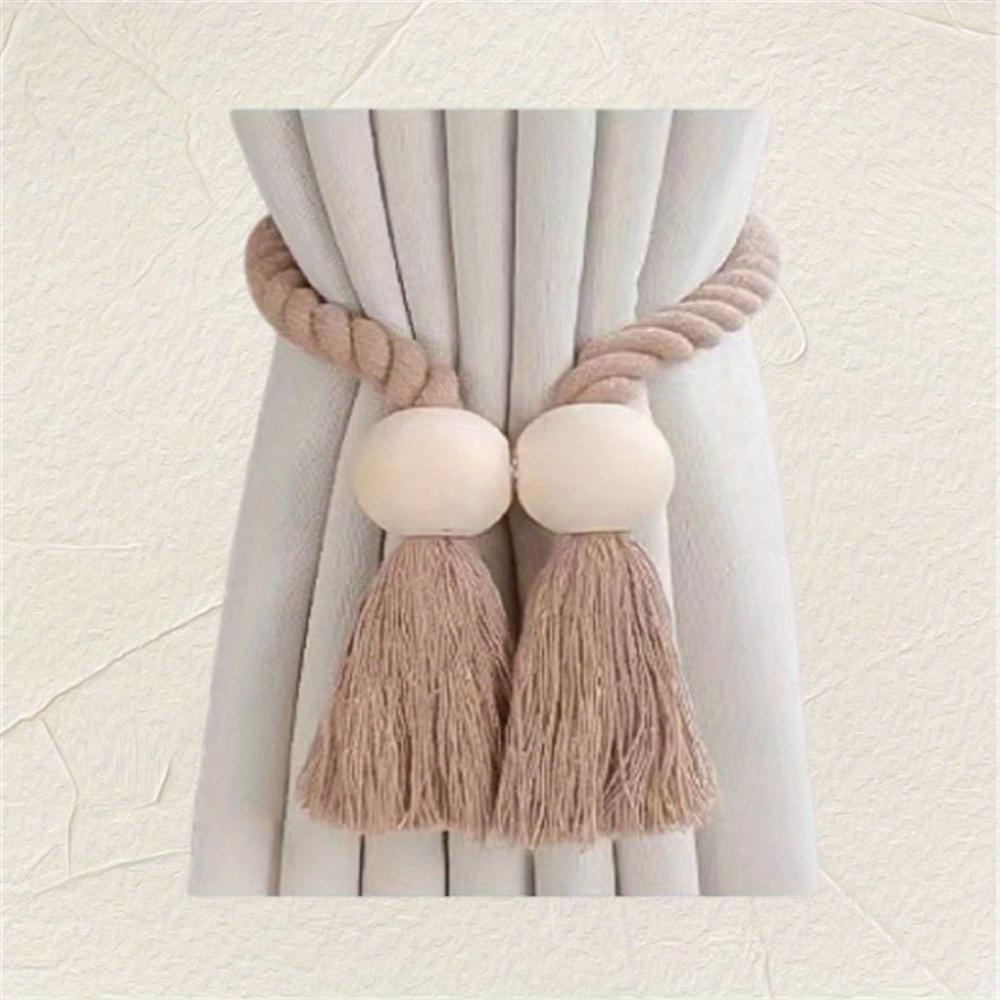 Hand-Woven Solid Wooden Magnetic Knot Buckle Curtain Tiebacks Boho Style Suitable For Living Room Bedroom Home Decoration
