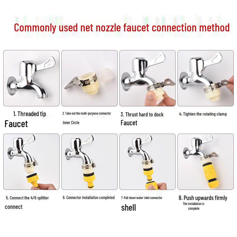 4dílná univerzální rychlospojková sada trysek na vodní potrubí