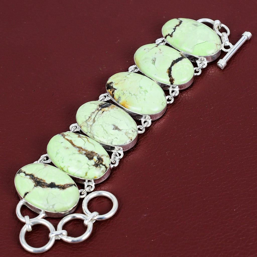 Lemon chrysoprase bracelet gemstone bracelet 925 sterling silver adjustable chain bracelet handmade lemon chrysoprase jewelry gifts for him