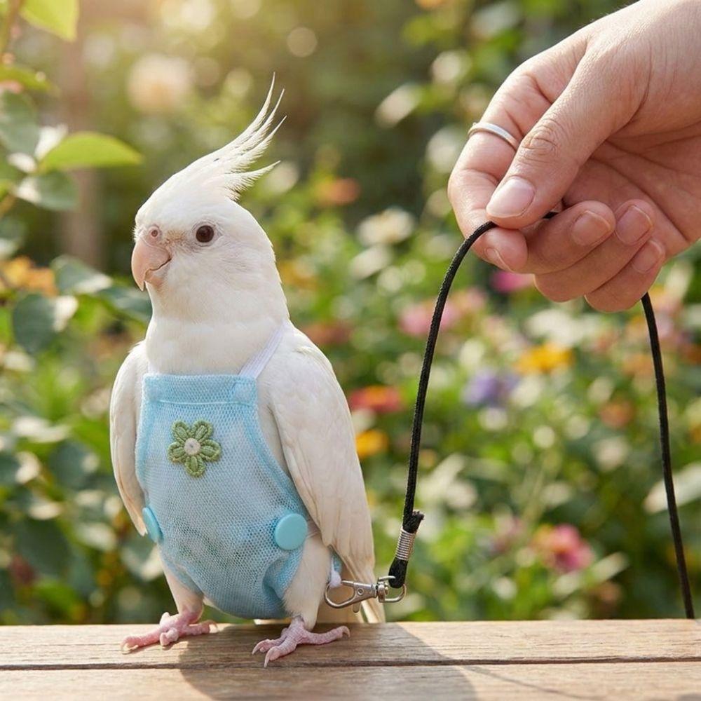 Breathable Mesh Bird Flight Suits with Leash Parrot Nappy  for Cockatiel Pigeons