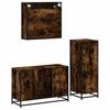 3 Piece Bathroom Furniture Set Smoked Oak Wood Based Material
