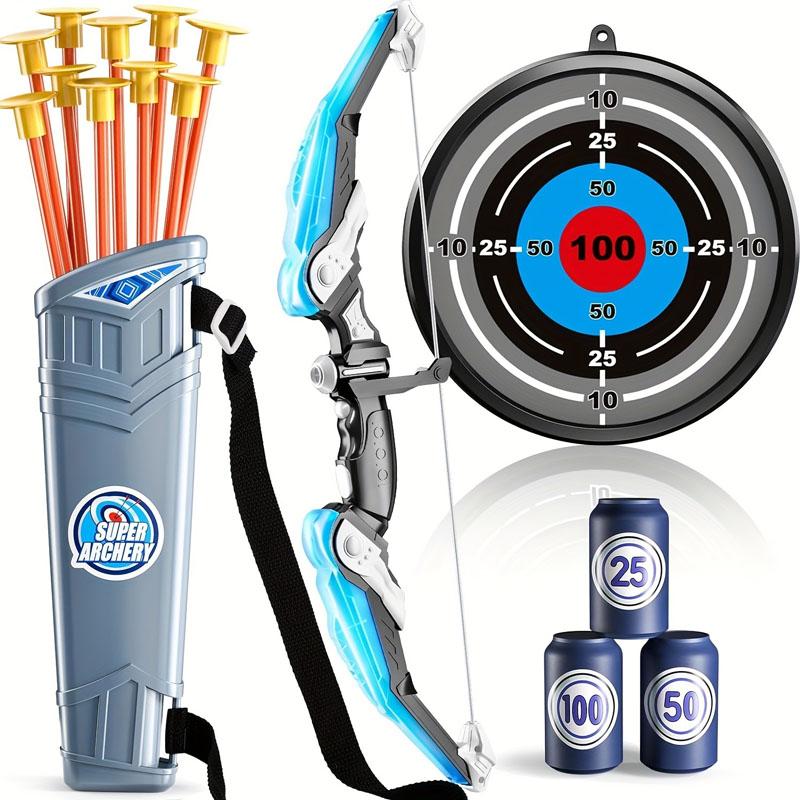 Kids Bow and Arrow Set LED Light Up Archery Toys Set for Kids Ages 4-8 8-12 with 10 Suction Cup Arrows Target & Quiver Boys