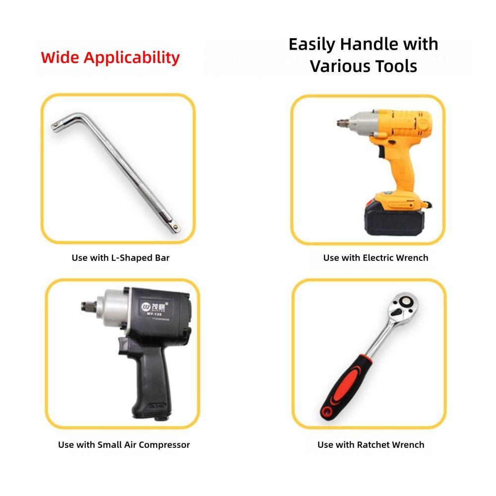 10PCS Interface 12.7mm Inner Hexagonal Sleeve 1/2 Hexagon Socket Durable Wrench Socket  For Repair