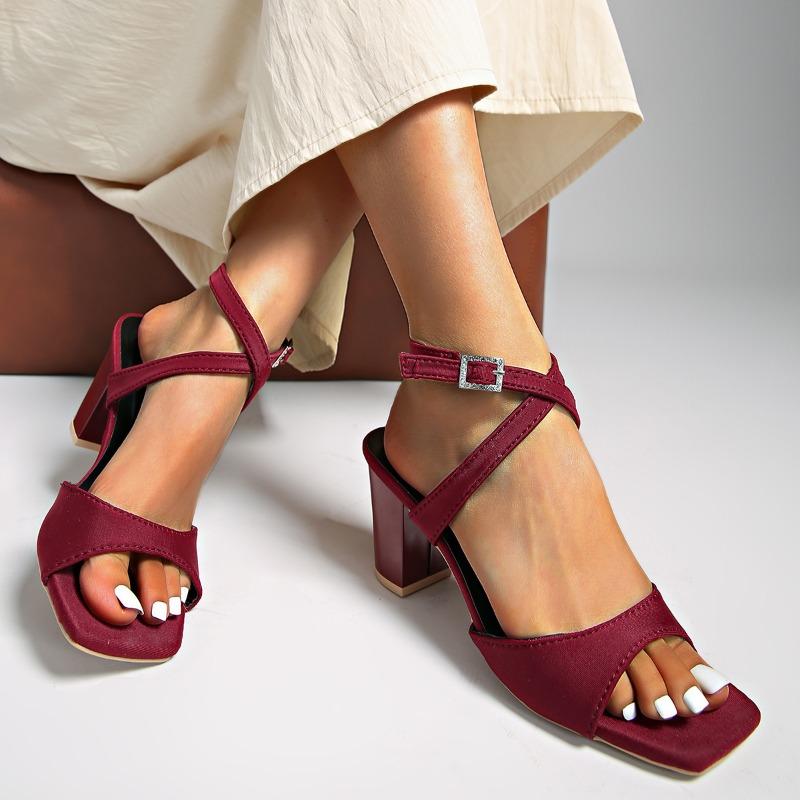 High heels women's summer new square head water word with sandals temperament thick heel sandals women