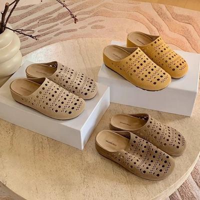 Hollowed-out Women's Shoes with Toe Caps Soft Soles Soft Surfaces Thick Soles and Lazy Half-slippers