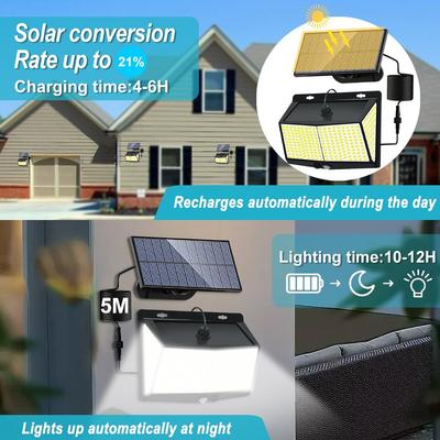 Solarleuchte Außen Bewegungssensor Solar 368/468 LED Lichter Wasserdicht Mit 3 Beleuchtungsmodi Solarbetriebene Wandleuchten Für Garten