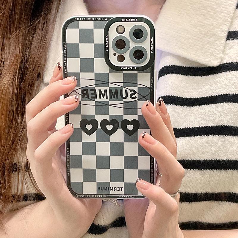 

Прозрачный чехол Zhitai Love Chessboard с ремешком для iPhone 13/14/15 Pro iPhone 11 Pro Max
