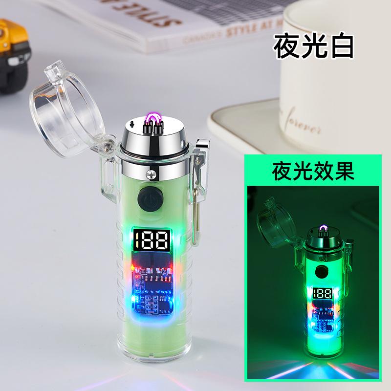 2025 New Fashionable Transparent Shell Arc Lighter Portable Type-C Charging with Flashlight Men's Luxury Cigarette Lighter Gift