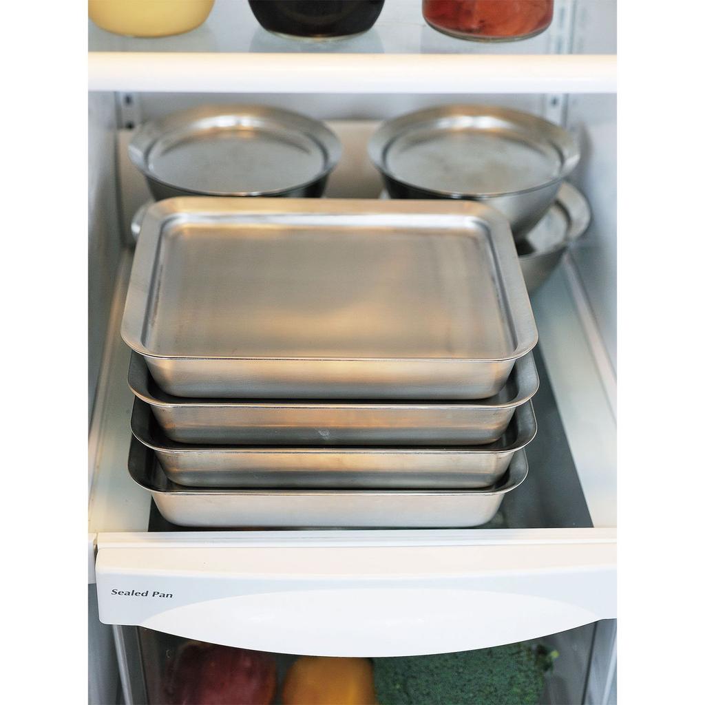 La base Tsubame-Sanjo stainless steel square tray x 2, square colander & square plate, 4-piece set, Made in Japan, Yoko Arimoto, LLM-8718