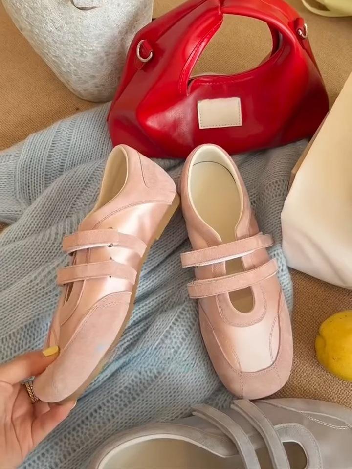 Retro word belt women's spring and summer new niche design Velcro fashion versatile Mary Jane shoes