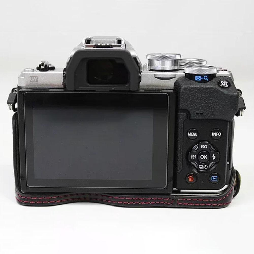 For Olympus OM-D E-M10 Mark IV Camera Case Leather Bottom Case Easy To Replace Battery