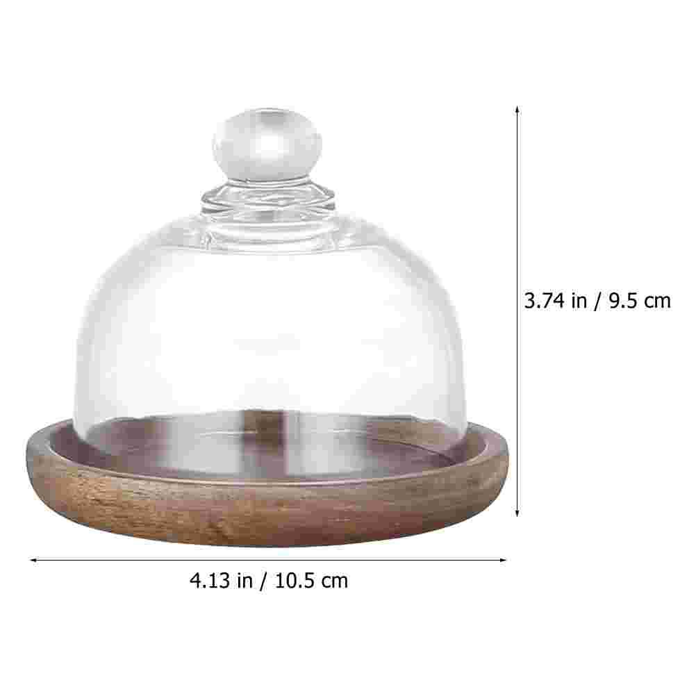 Vassoio con Coperchio in Vetro Espositore per Dolci Cupola per Torta Piatto Degustazione Mini con Server per Cibo Legno