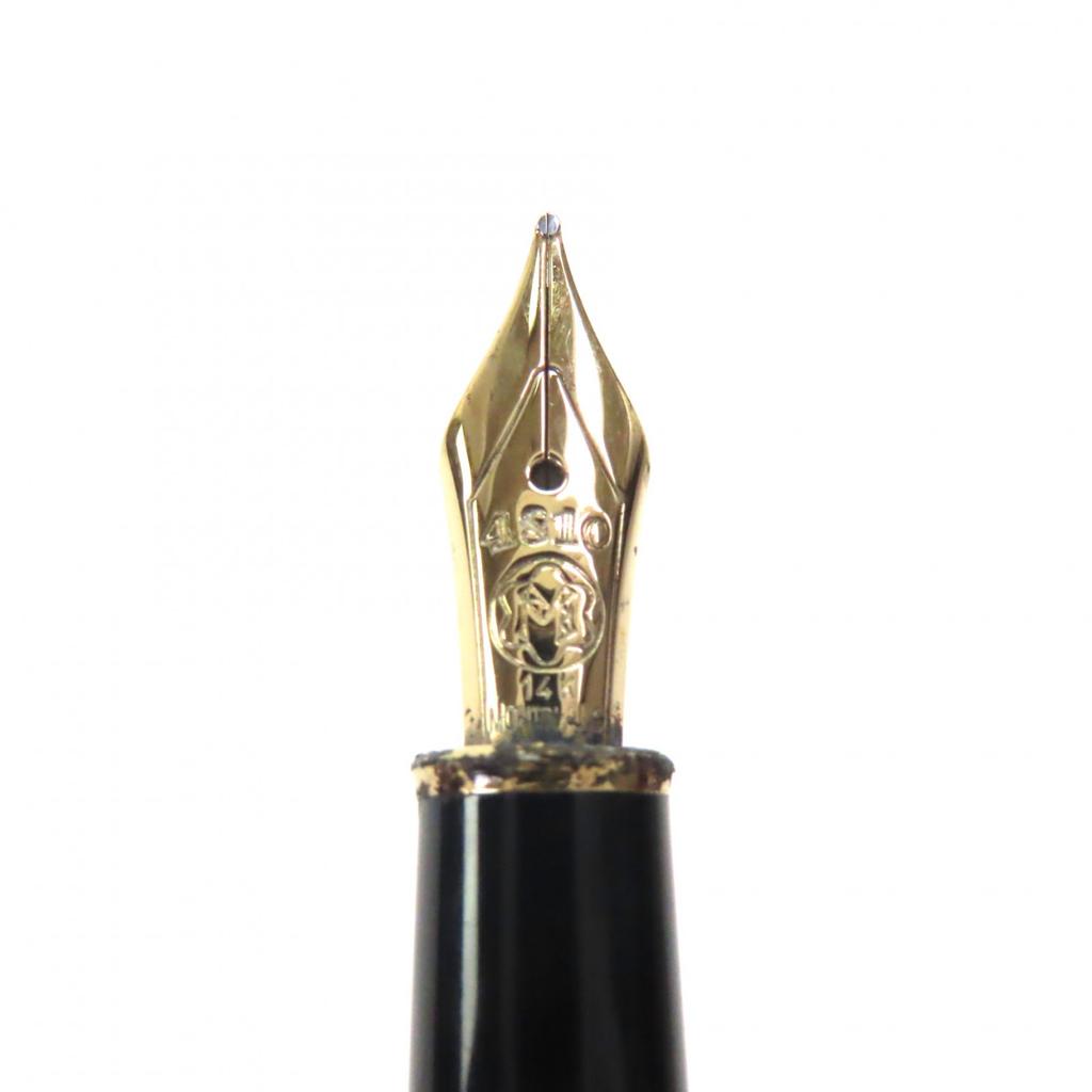 Very Good MONTBLANC fountain pen Meisterstück Classic white star Black gold 14K Used
