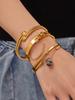 Modern Chinese Style Stone Pendant Gold-Plated Stainless Steel Geometric Bracelet