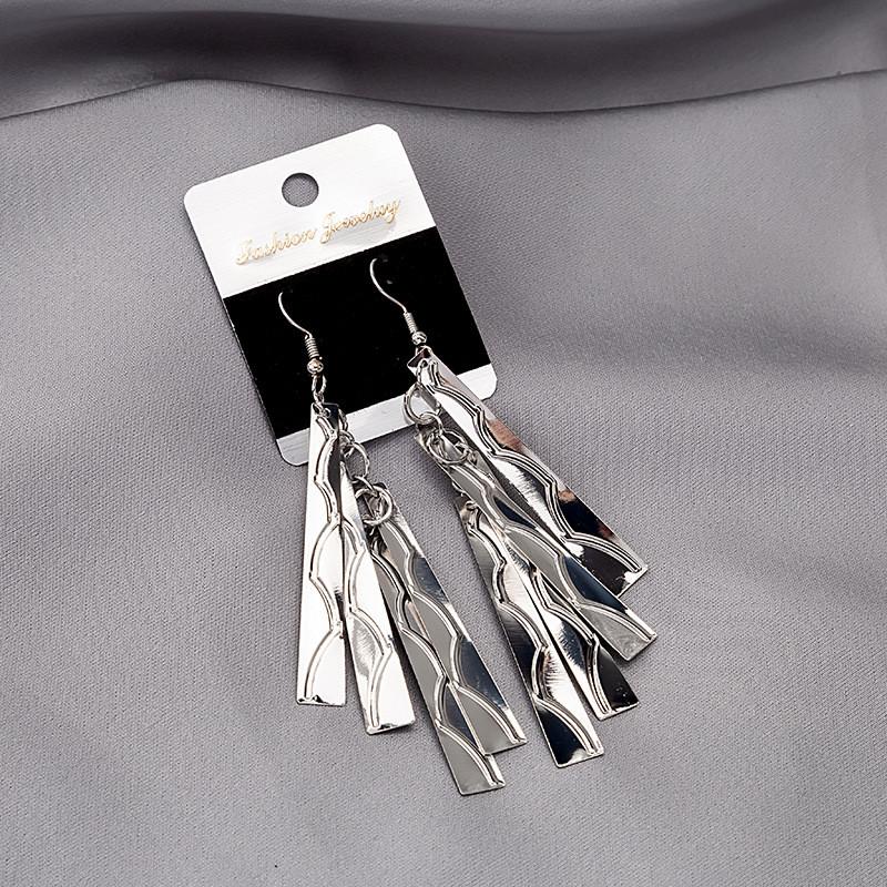 Fashion Round Star Pendant Long Tassel Earrings For Women Girls Simple Style Geometric Shaped Stud Ear Jewelry Party Gifts
