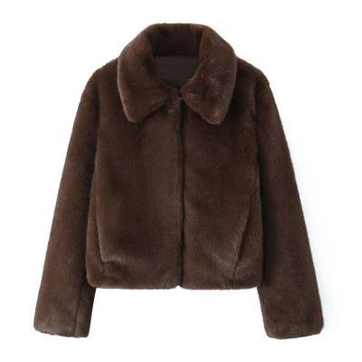 Γυναικείο 2025 Άνοιξη Νέα Μόδα Lazy Style Παλτό με Εφέ Ψεύτικης Γούνας Ρετρό Μακρυμάνικο Σικ Πέτο Ζεστό Τοπ Εξωτερικό Ένδυμα Mujer