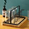 Metal Cup Drying Rack with 6 Hooks Vertical Bottle Drying Rack Glass Bottle Holder Bottle Drying Rack Black Coffee Mug Holder