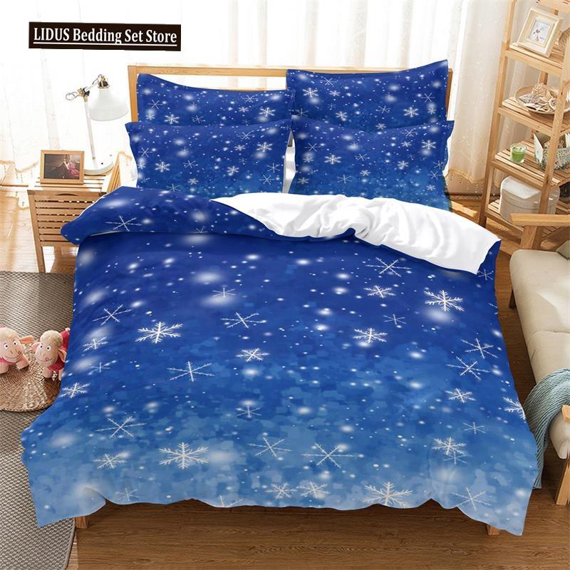 Merry Christmas Duvet Cover Set Twin King Queen Cartoon Santa Claus Bedding Set Polyester Christmas Gingerbread Man Quilt Cover