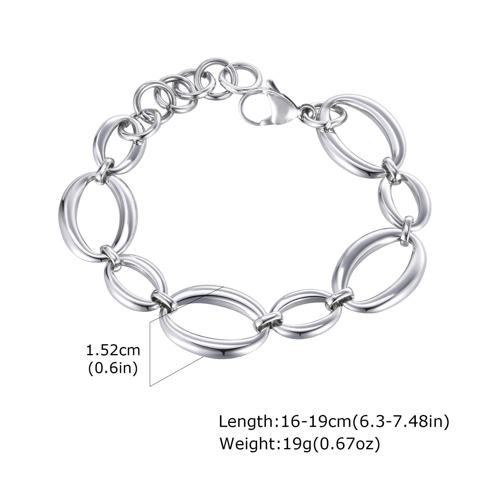 

Chunky Stainless Steel Oval Chain Bracelet for Women Girl, 18K Gold Plated OT Buckle Bracelet, Waterproof Jewelry Gift