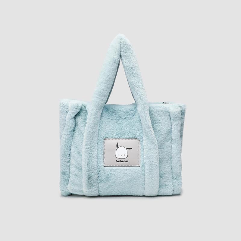 

Spring Hairy Bag Cute Pacha Dog Hairy Handbag Large Capacity Tote Bag Crossbody небесно-голубой