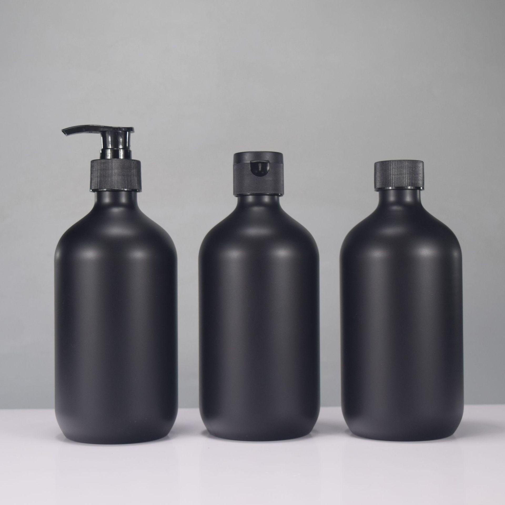 

500ml Black Matte Refillable Plastic Shampoo Bottle - High-end, In Stock Flip Cap
