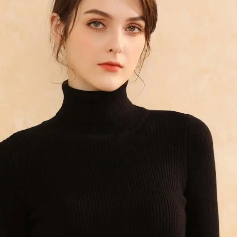 Rolák svetry Dámské Podzim Zima Neformální Pletený svetřík větší velikosti Jednobarevné základní topy s vysokým výstřihem