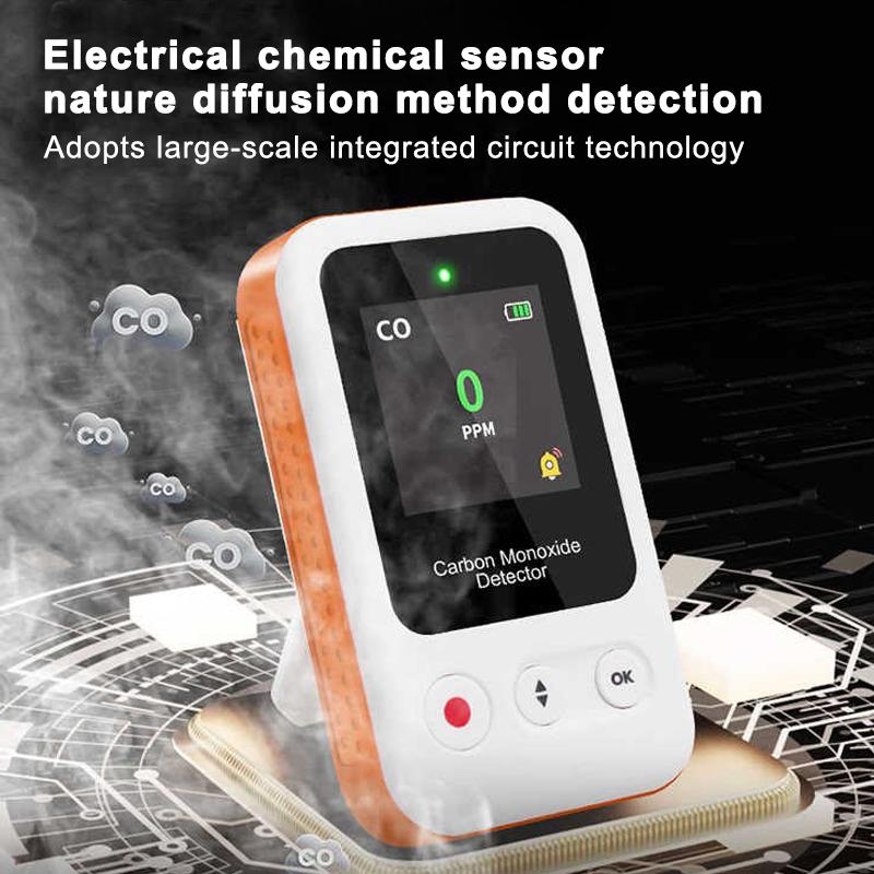 Portable CO Detector GZ-CO10 Carbon Monoxide Alarm USB Rechargeable Sensor for Home Car Camping Safety