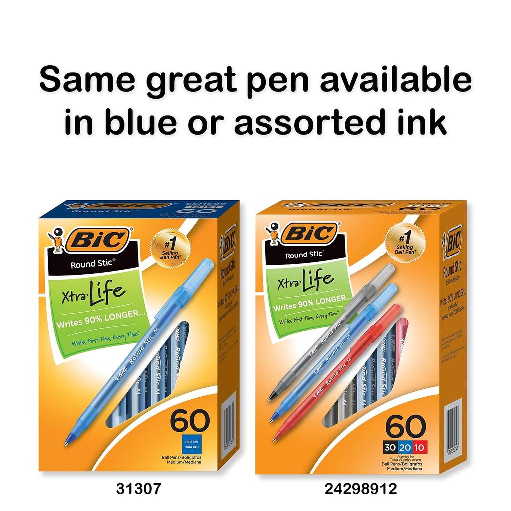 Bic Japan Round Stic Ballpoint Black Medium 60 Per Box Pen, Ink, Point, 1.0 Mm, (Used)