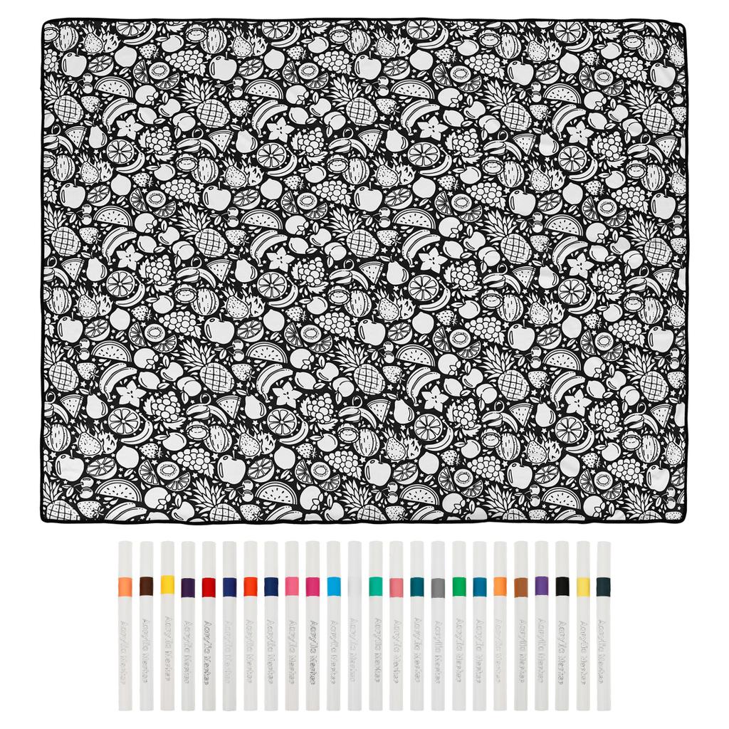 DIY Coloring Blanket with 24 Colored Markers Creative Personalization Pattern Blanket Stress Relief Unique Paint Art Decor Gift