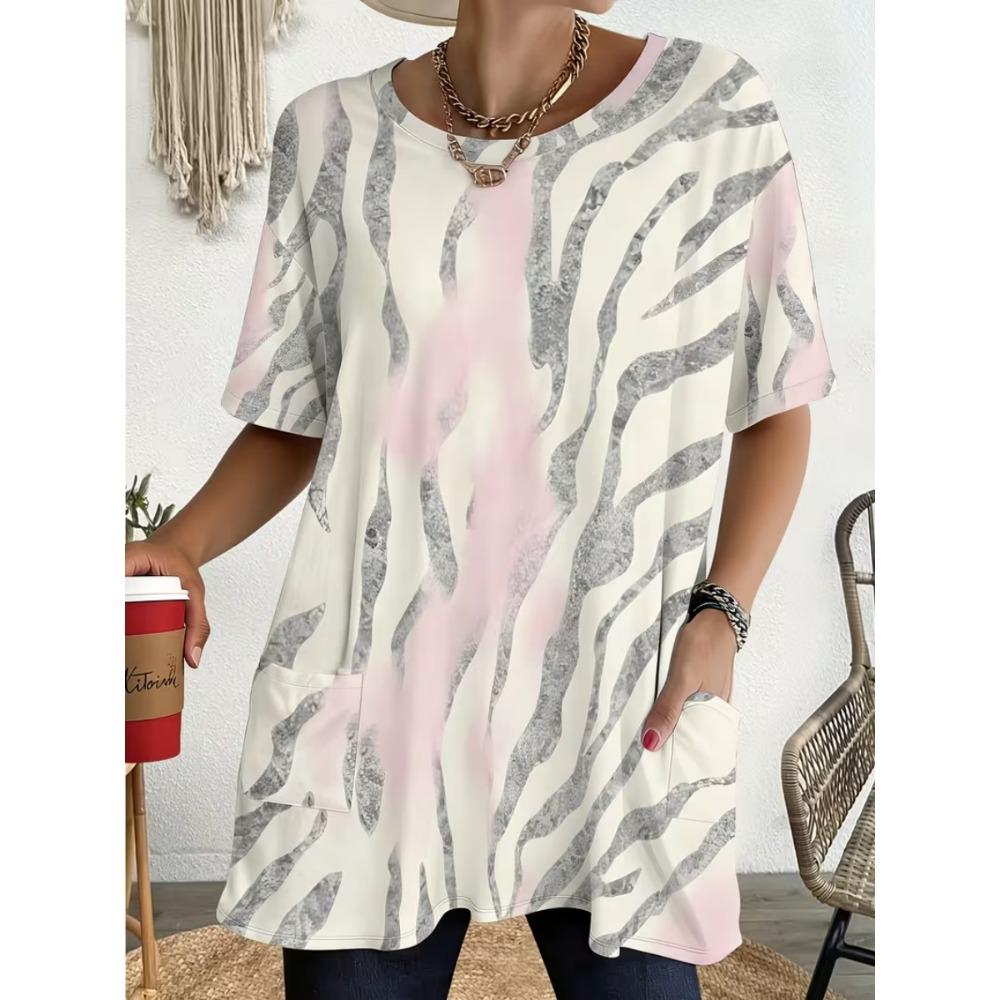 2026 Neues Sommer-T-Shirt mit kurzen Ärmeln, 3D-bedrucktes T-Shirt mit Tasche, Lässig und Modisch, Übergröße T-Shirt