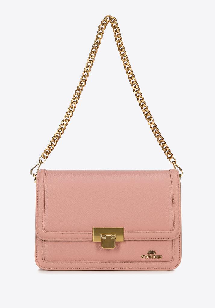 Wittchen Women's Leather Crossbody Bag With Chain, Pink, Natural Leather