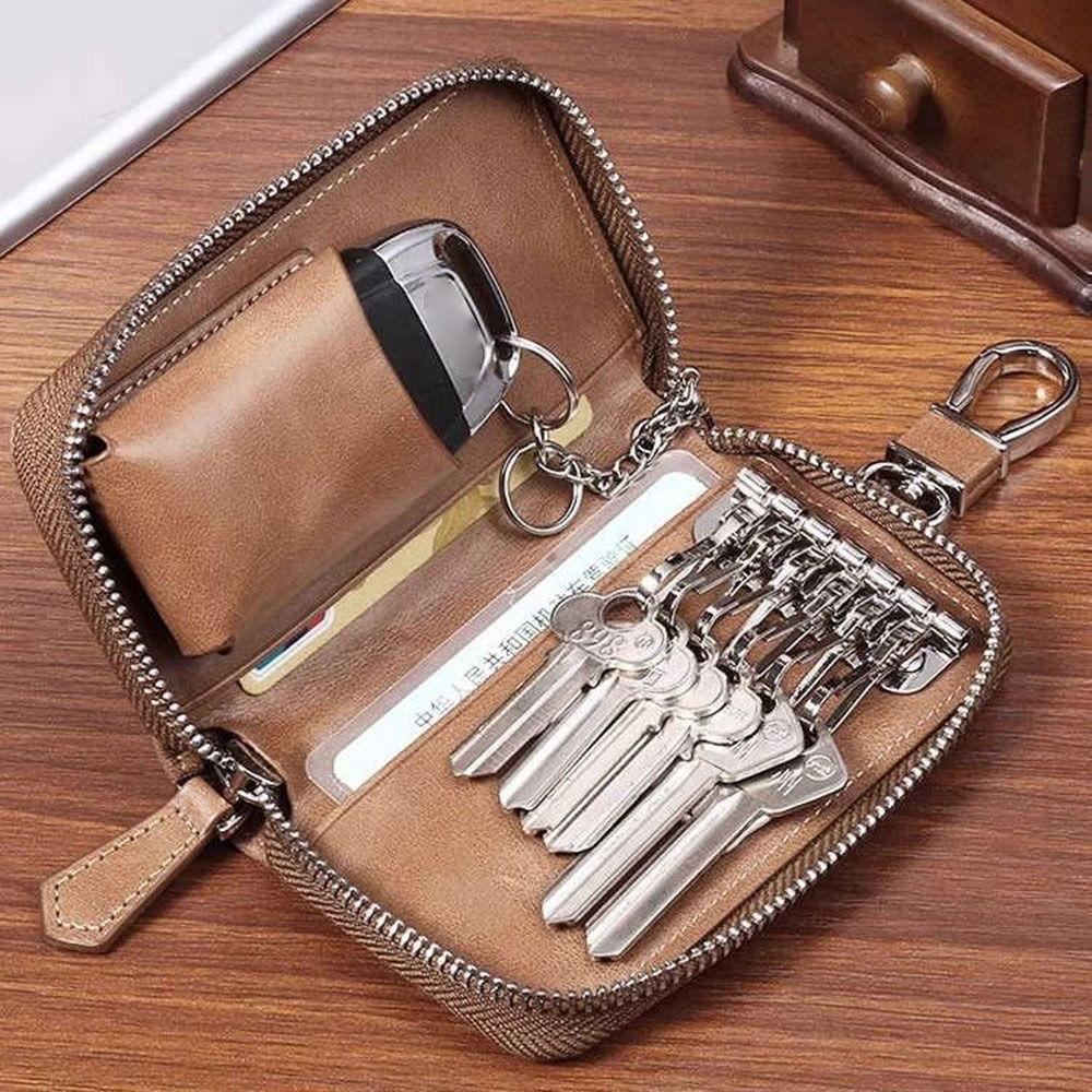 Universal Large Capacity Key Holder Leather Multi-Function Key Storage Pouch Car Key Storage Women Men
