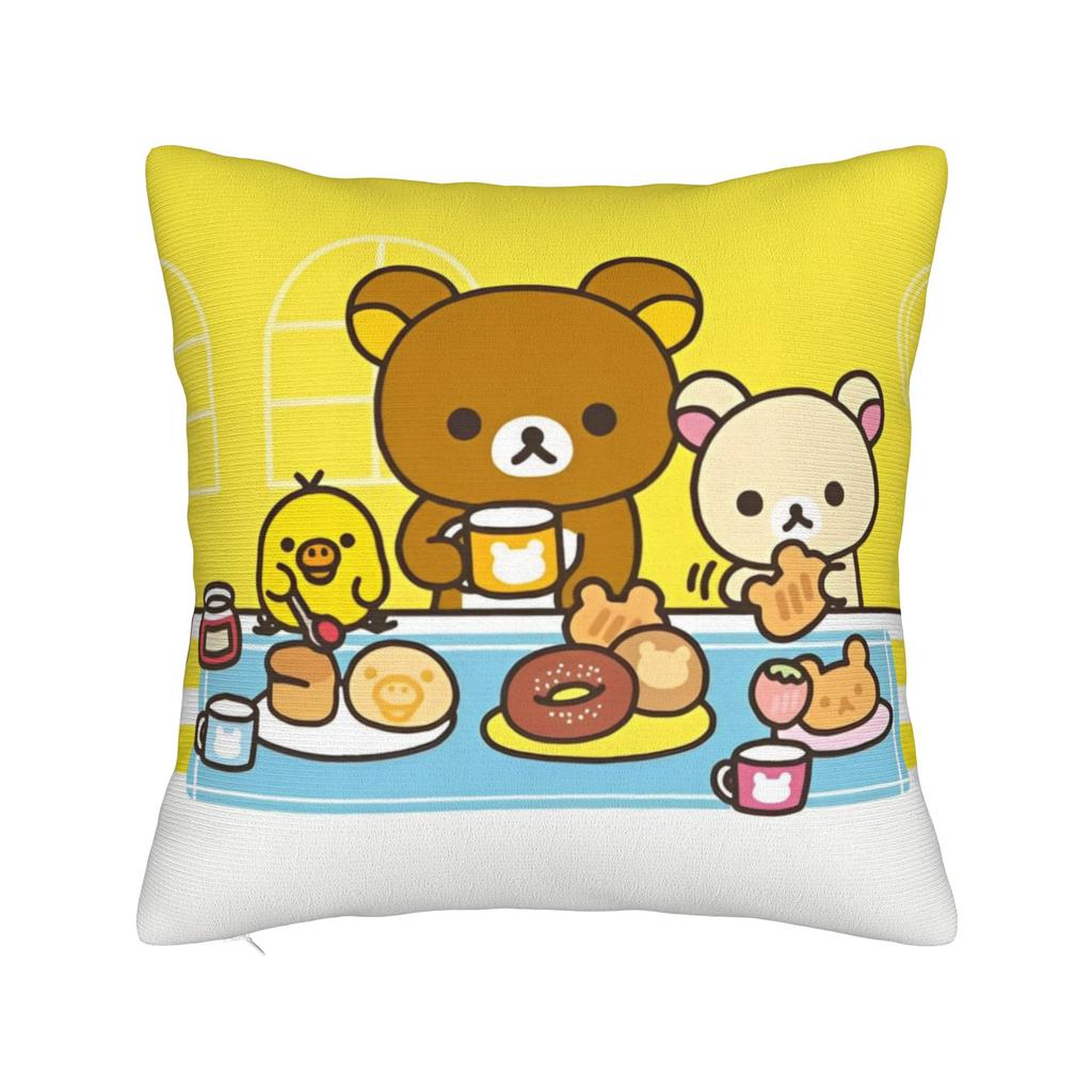 Rilakkumas Cartoon Square Pillow Covers Polyester Home Cushion Cover Funny Decorative Throw Pillow Case 4040