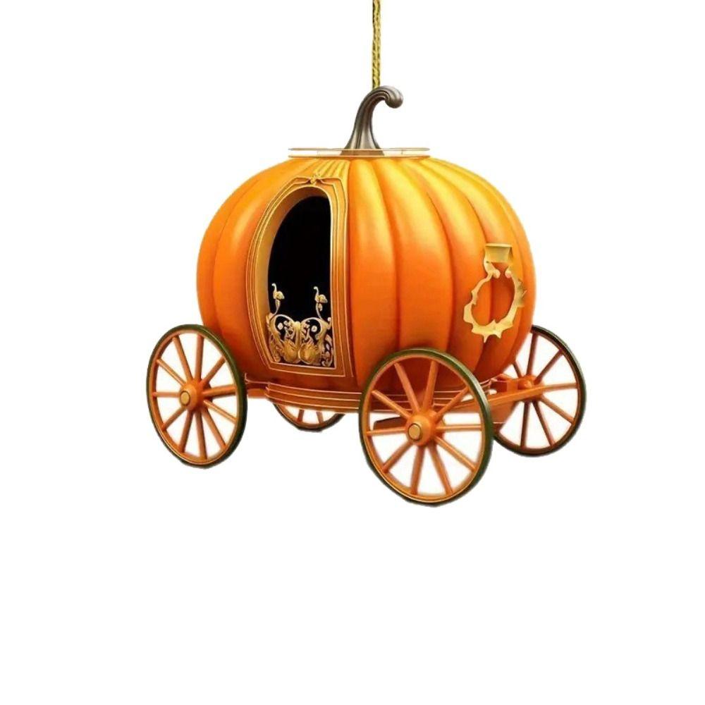 6pcs Acrylic Pumpkin Carriage Halloween Pendant Creative Christmas Keychain Car Pendant  Party